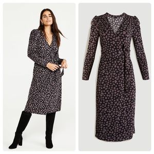 Ann Taylor Black and Purple Long Sleeve Dress